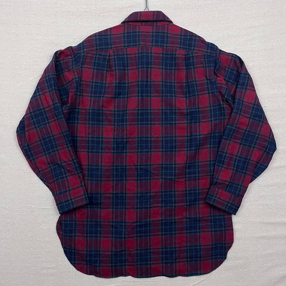 Vintage 70s 80s Pendleton Outdoors Man Wool Plaid Flannel Button Down Shirt - Picture 2 of 7